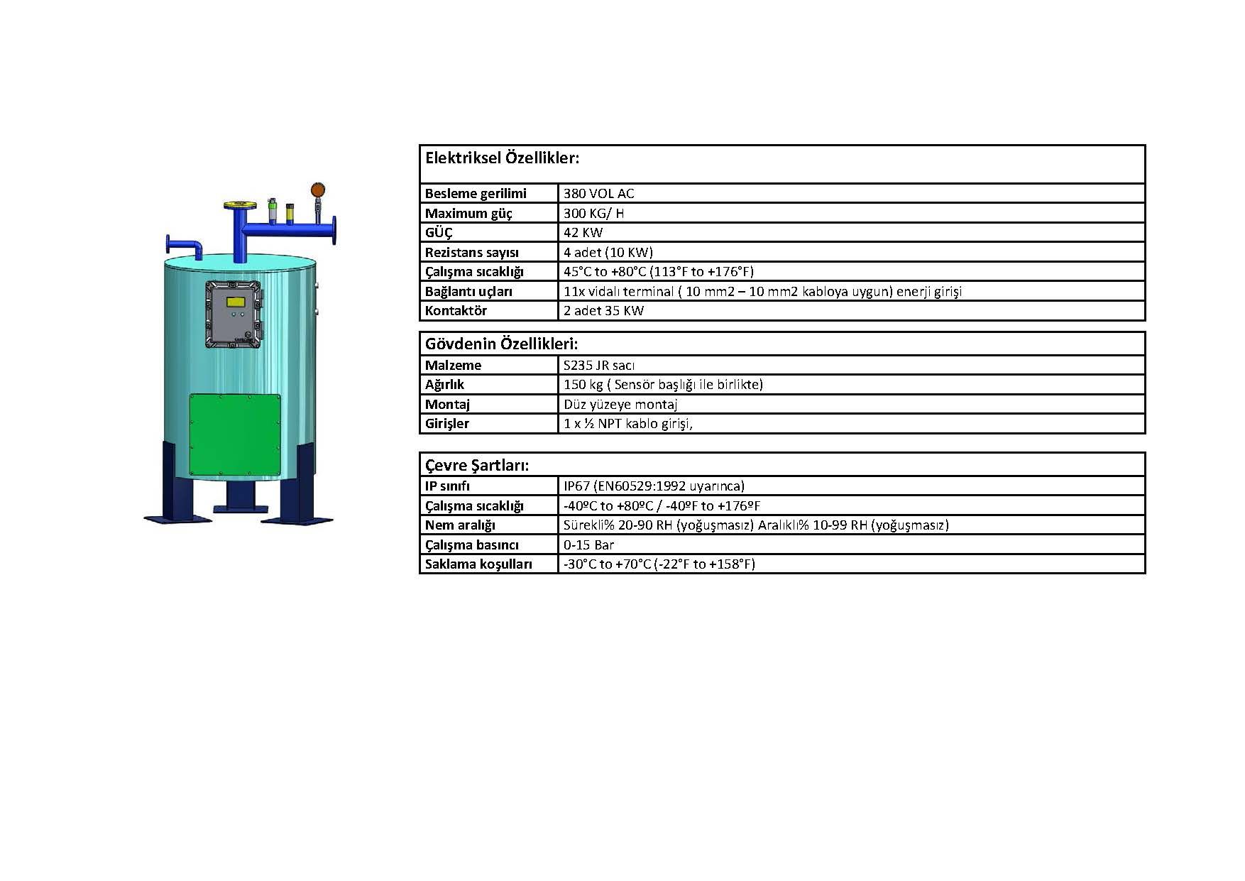 300 kg/h Elektrikli Buharlaştırıcı